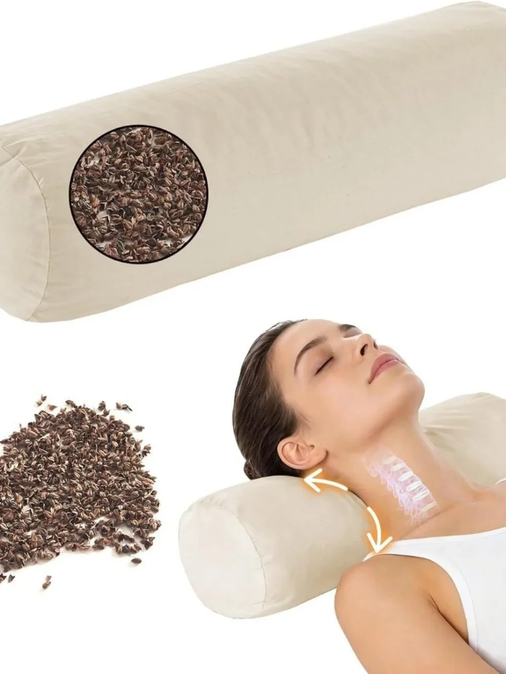 Buckwheat Pillow - Adjustable Buckwheat neck Pillow(17x6) Neck Pain Cervical